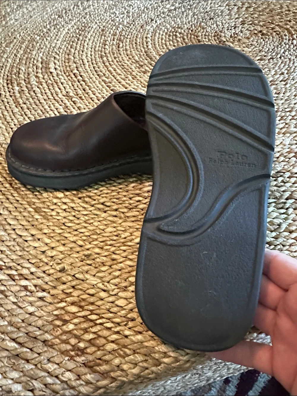 Men's size 9 Slip-On Leather Mule in Dark Brown Leather